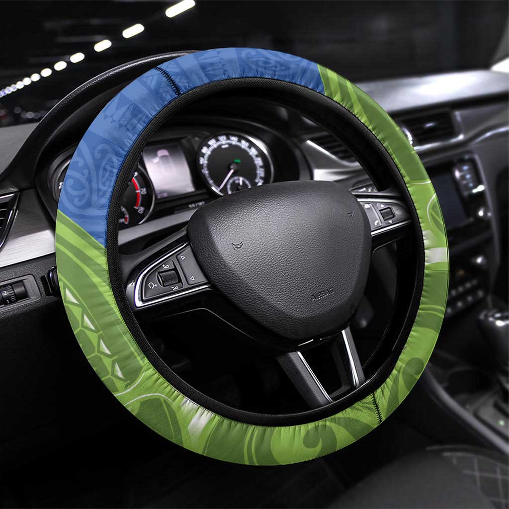 Southland New Zealand Steering Wheel Cover Maori Koru Flag Color LT14 Universal Fit Blue - Polynesian Pride