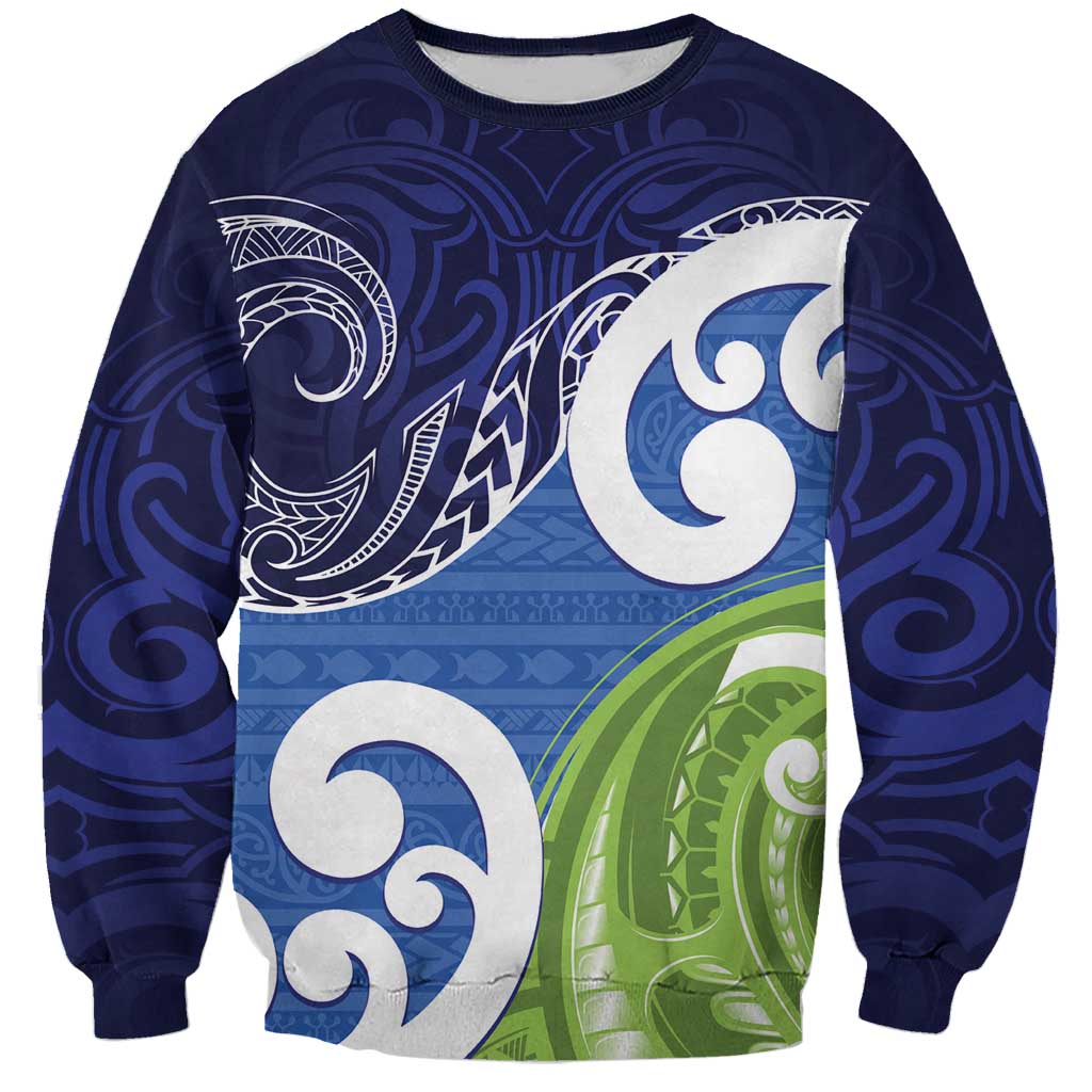 Southland New Zealand Sweatshirt Maori Koru Flag Color LT14 Unisex Blue - Polynesian Pride