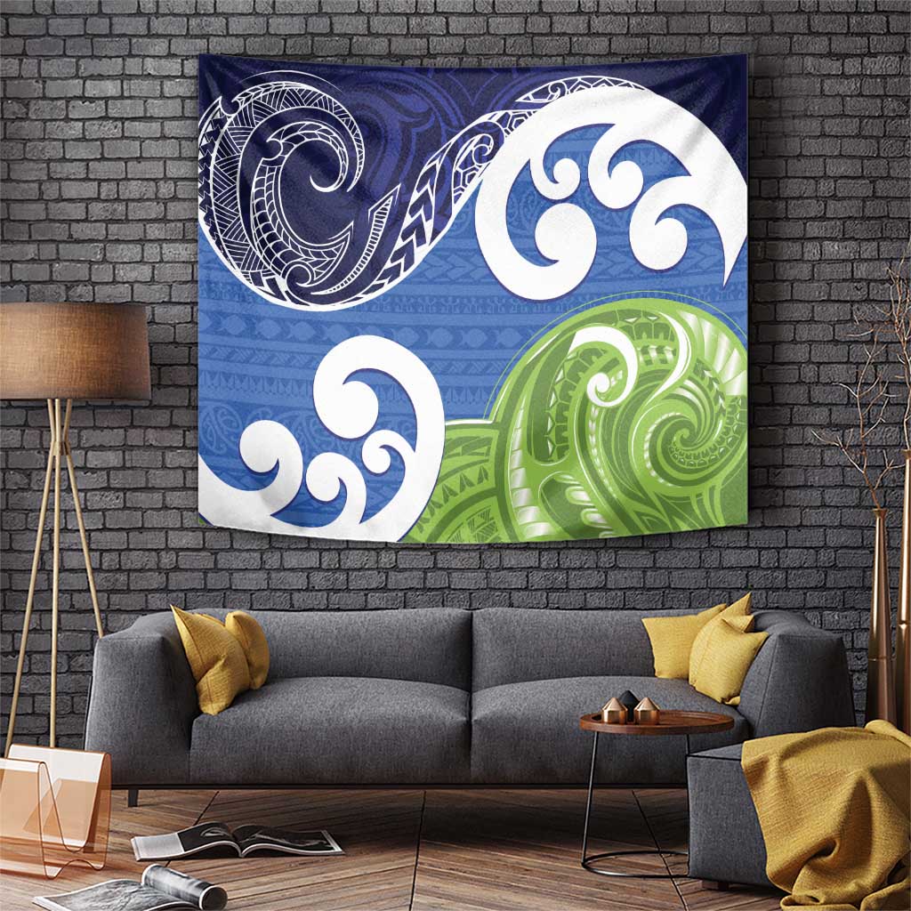 Southland New Zealand Tapestry Maori Koru Flag Color LT14 Blue - Polynesian Pride