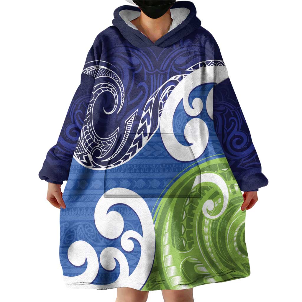 Southland New Zealand Wearable Blanket Hoodie Maori Koru Flag Color LT14 - Polynesian Pride