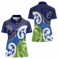 Southland New Zealand Women Polo Shirt Maori Koru Flag Color