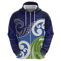 Southland New Zealand Zip Hoodie Maori Koru Flag Color LT14 - Polynesian Pride