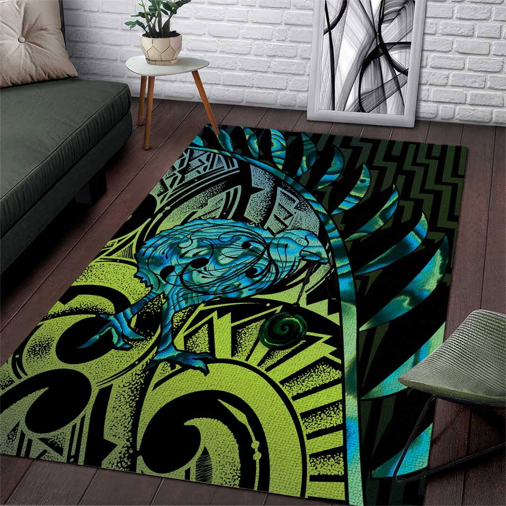 Southland Takehe Pounama Area Rug Aotearoa Poutama Paua Shell Fern LT14 Black - Polynesian Pride