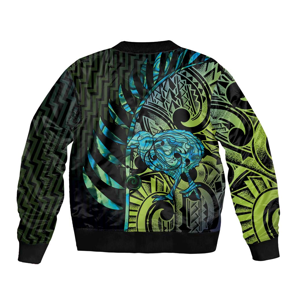 Southland Takehe Pounama Bomber Jacket Aotearoa Poutama Paua Shell Fern