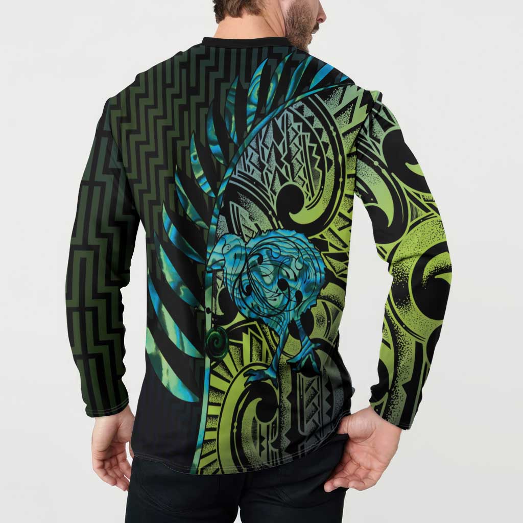 Southland Takehe Pounama Button Sweatshirt Aotearoa Poutama Paua Shell Fern