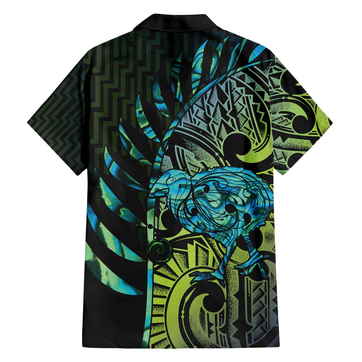 Southland Takehe Pounama Family Matching Off The Shoulder Long Sleeve Dress and Hawaiian Shirt Aotearoa Poutama Paua Shell Fern LT14 - Polynesian Pride