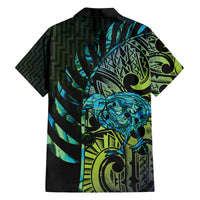 Southland Takehe Pounama Family Matching Off The Shoulder Long Sleeve Dress and Hawaiian Shirt Aotearoa Poutama Paua Shell Fern LT14 - Polynesian Pride