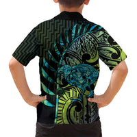 Southland Takehe Pounama Family Matching Off Shoulder Short Dress and Hawaiian Shirt Aotearoa Poutama Paua Shell Fern LT14 - Polynesian Pride