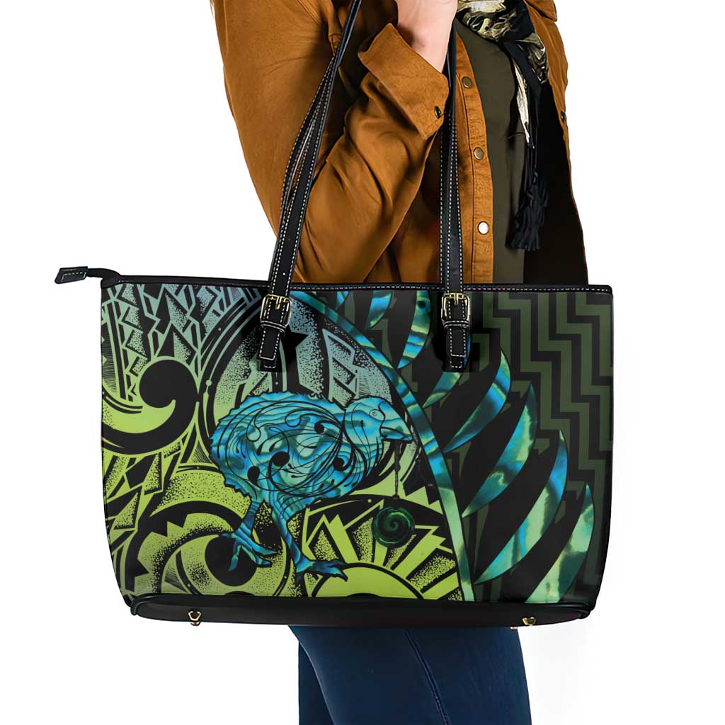 Southland Takehe Pounama Leather Tote Bag Aotearoa Poutama Paua Shell Fern LT14 - Polynesian Pride
