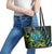 Southland Takehe Pounama Leather Tote Bag Aotearoa Poutama Paua Shell Fern
