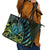 Southland Takehe Pounama Leather Tote Bag Aotearoa Poutama Paua Shell Fern