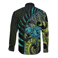 Southland Takehe Pounama Long Sleeve Button Shirt Aotearoa Poutama Paua Shell Fern