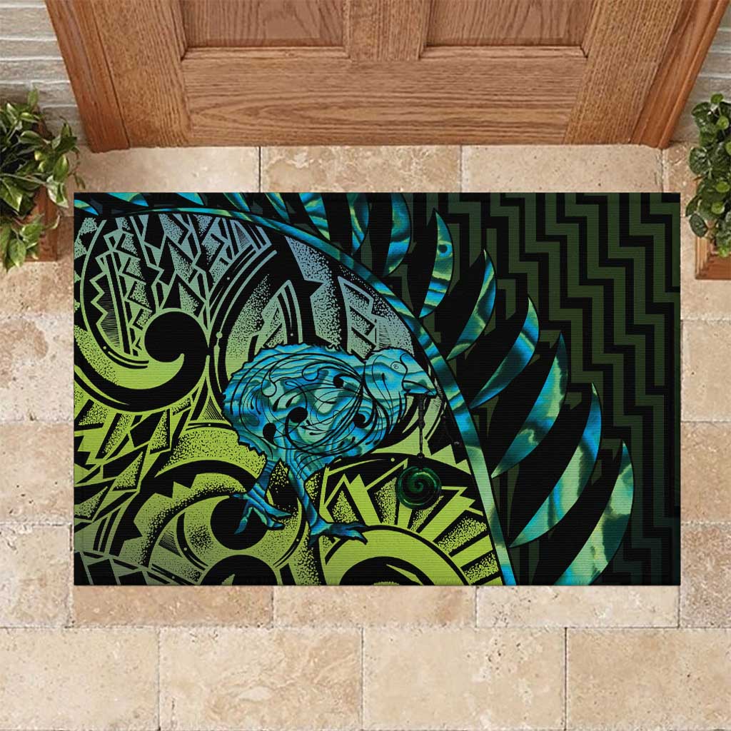 Southland Takehe Pounama Rubber Doormat Aotearoa Poutama Paua Shell Fern