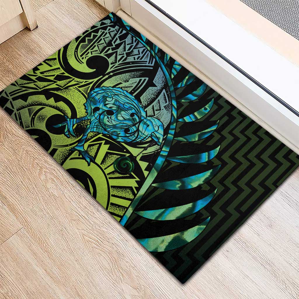 Southland Takehe Pounama Rubber Doormat Aotearoa Poutama Paua Shell Fern