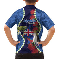 Southland Anniversary Day Family Matching Off Shoulder Maxi Dress and Hawaiian Shirt Murihiku 1861 Maori Bird Mix Pohutukawa LT14 - Polynesian Pride