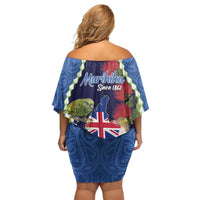 Southland Anniversary Day Family Matching Off Shoulder Short Dress and Hawaiian Shirt Murihiku 1861 Maori Bird Mix Pohutukawa LT14 - Polynesian Pride