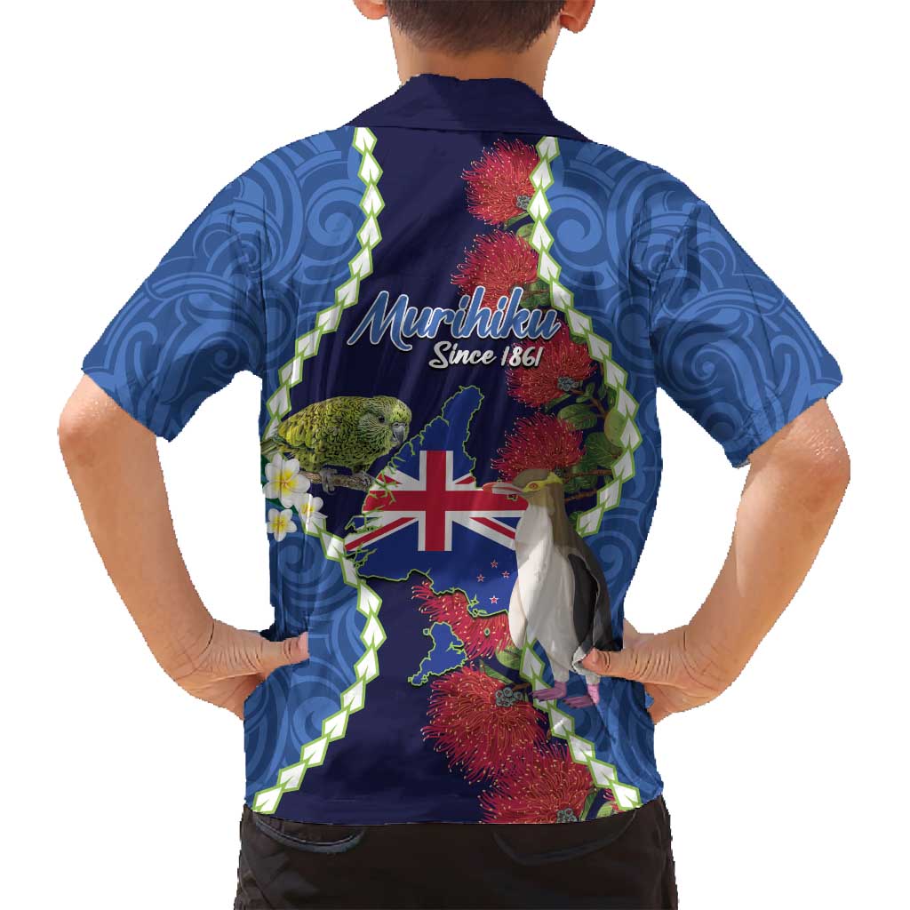 Southland Anniversary Day Family Matching Puletasi and Hawaiian Shirt Murihiku 1861 Maori Bird Mix Pohutukawa LT14 - Polynesian Pride