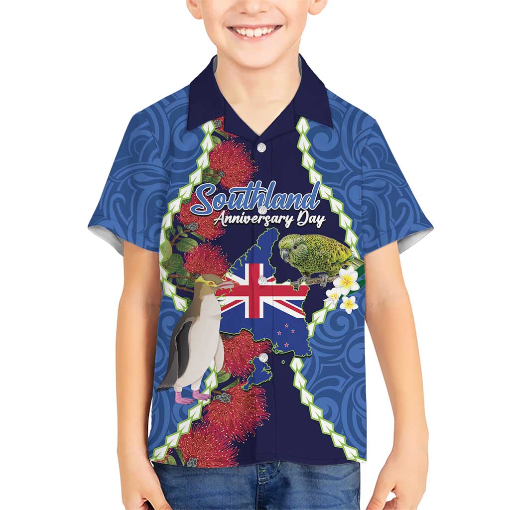 Southland Anniversary Day Hawaiian Shirt Murihiku 1861 Maori Bird Mix Pohutukawa