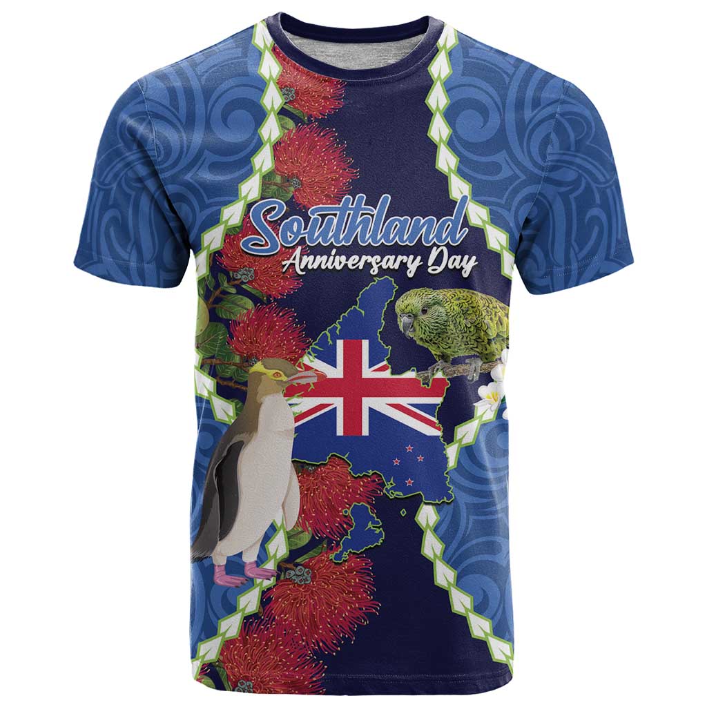 Southland Anniversary Day T Shirt Murihiku 1861 Maori Bird Mix Pohutukawa
