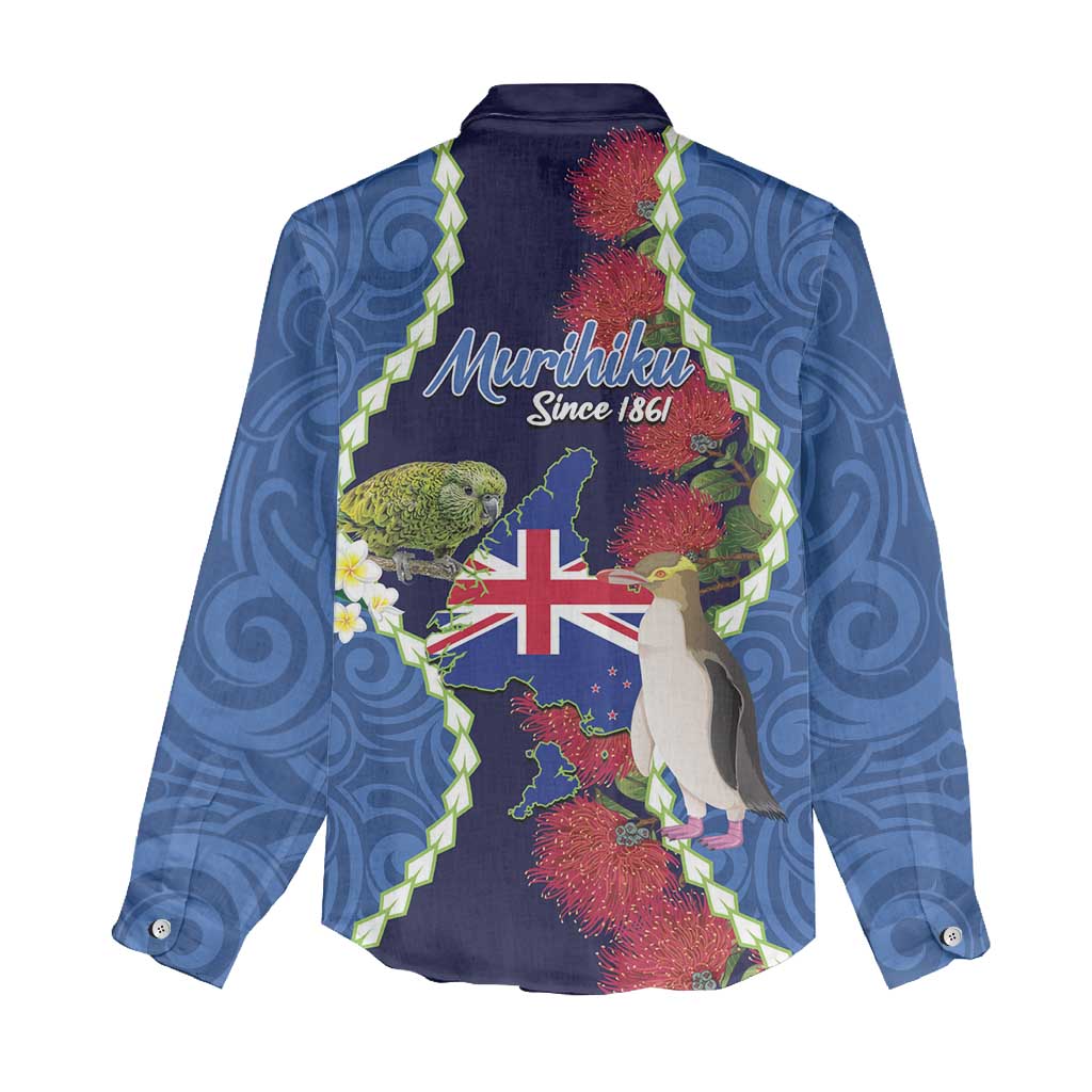 Southland Anniversary Day Women Casual Shirt Murihiku 1861 Maori Bird Mix Pohutukawa LT14 - Polynesian Pride