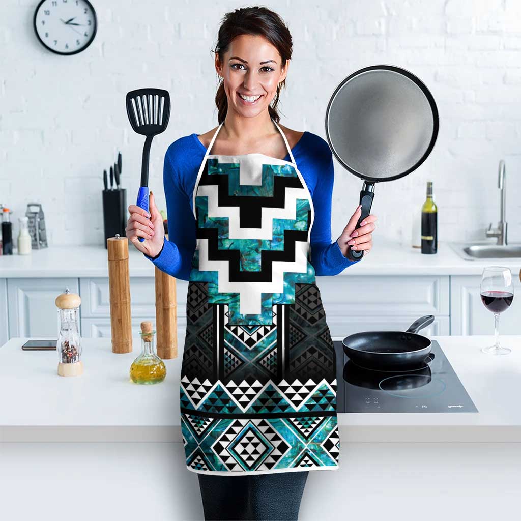 Paua Shell Taniko Pattern Aotearoa Apron Niho Taniwha Mix Poutama - Polynesian Pride