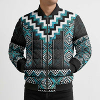 Paua Shell Taniko Pattern Aotearoa Bomber Puffer Jacket Niho Taniwha Mix Poutama - Polynesian Pride