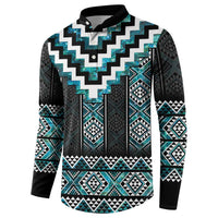 Paua Shell Taniko Pattern Aotearoa Button Sweatshirt Niho Taniwha Mix Poutama
