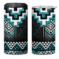 Paua Shell Taniko Pattern Aotearoa 4 in 1 Can Cooler Tumbler Niho Taniwha Mix Poutama LT14 One Size: 16 oz Turquoise - Polynesian Pride