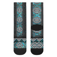 Paua Shell Taniko Pattern Aotearoa Crew Socks Niho Taniwha Mix Poutama LT14 - Polynesian Pride