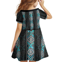 Paua Shell Taniko Pattern Aotearoa Family Matching Off Shoulder Short Dress and Hawaiian Shirt Niho Taniwha Mix Poutama