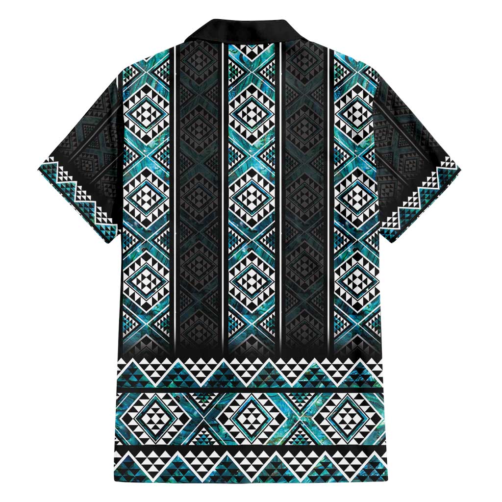 Paua Shell Taniko Pattern Aotearoa Family Matching Puletasi and Hawaiian Shirt Niho Taniwha Mix Poutama LT14 - Polynesian Pride