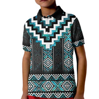 Paua Shell Taniko Pattern Aotearoa Kid Polo Shirt Niho Taniwha Mix Poutama