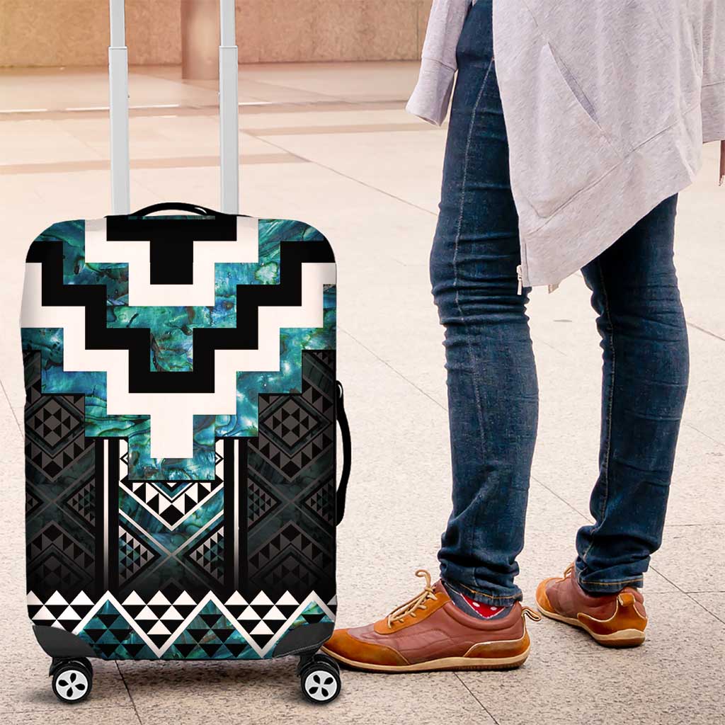 Paua Shell Taniko Pattern Aotearoa Luggage Cover Niho Taniwha Mix Poutama