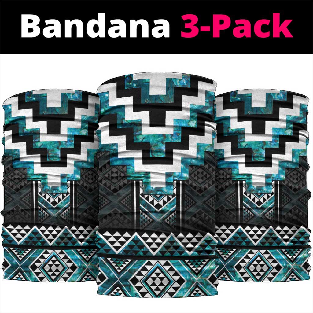 Paua Shell Taniko Pattern Aotearoa Neck Gaiter Niho Taniwha Mix Poutama - Polynesian Pride