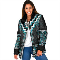 Paua Shell Taniko Pattern Aotearoa Padded Jacket Niho Taniwha Mix Poutama - Polynesian Pride