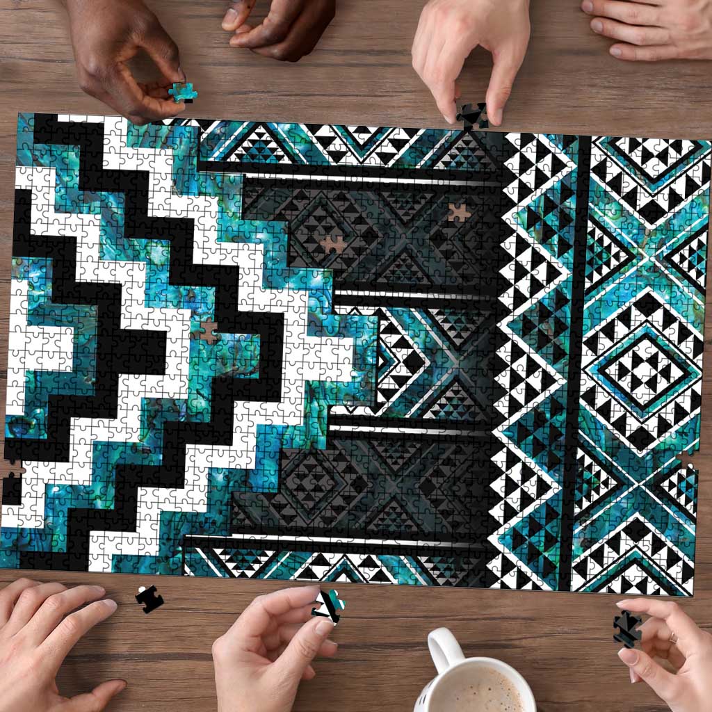 Paua Shell Taniko Pattern Aotearoa Puzzle Niho Taniwha Mix Poutama - Polynesian Pride