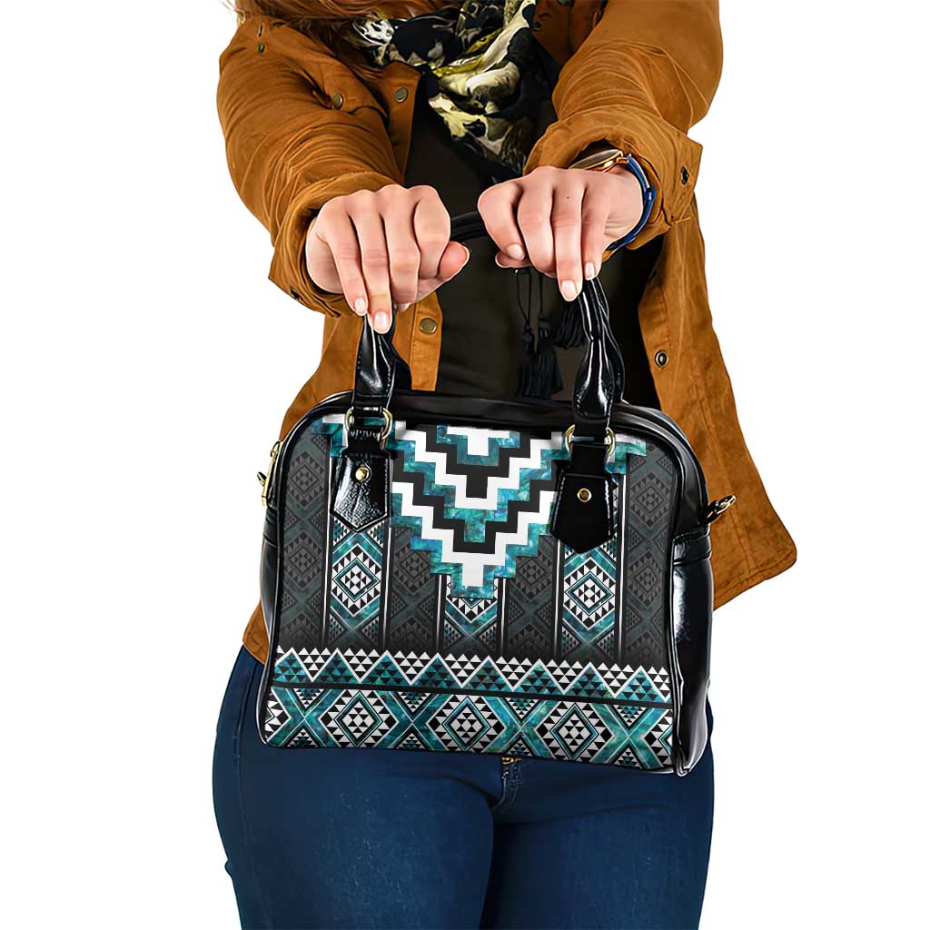 Paua Shell Taniko Pattern Aotearoa Shoulder Handbag Niho Taniwha Mix Poutama