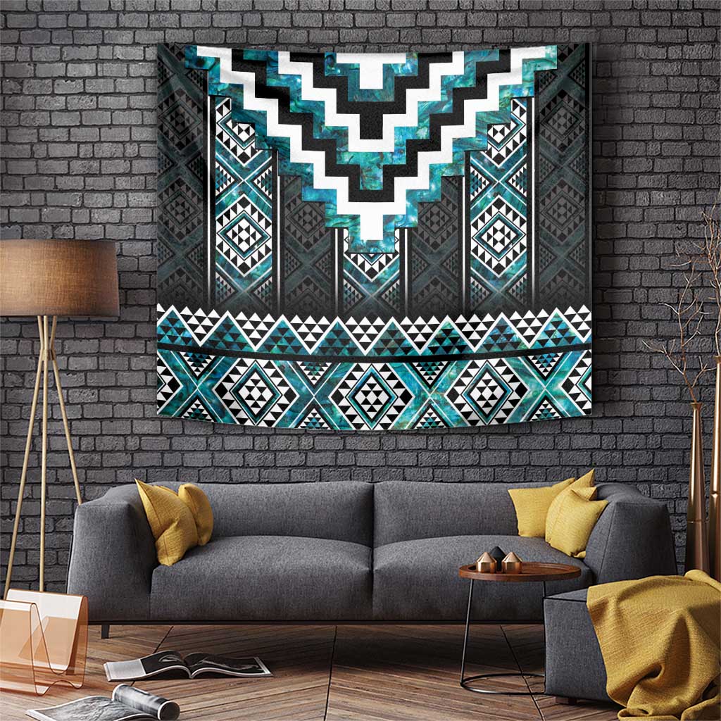 Paua Shell Taniko Pattern Aotearoa Tapestry Niho Taniwha Mix Poutama LT14 Turquoise - Polynesian Pride