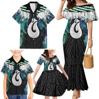 Aotearoa Korowai Motif Family Matching Mermaid Dress and Hawaiian Shirt Hei Matau Poutama Maori Pattern LT14 - Polynesian Pride