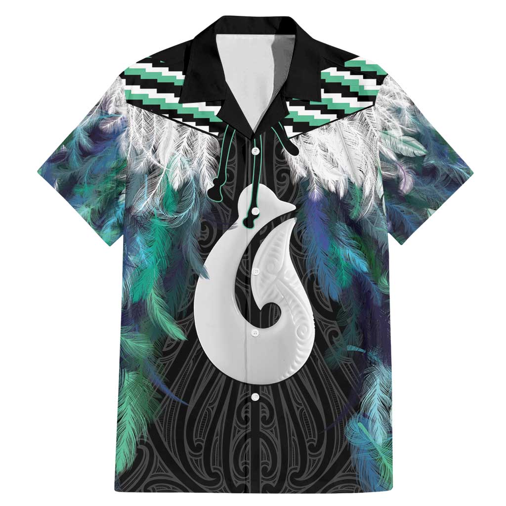 Aotearoa Korowai Motif Family Matching Mermaid Dress and Hawaiian Shirt Hei Matau Poutama Maori Pattern LT14 Dad's Shirt - Short Sleeve Turquoise - Polynesian Pride