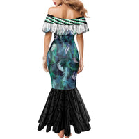 Aotearoa Korowai Motif Family Matching Mermaid Dress and Hawaiian Shirt Hei Matau Poutama Maori Pattern LT14 - Polynesian Pride