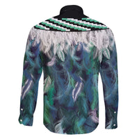 Aotearoa Korowai Motif Family Matching Off The Shoulder Long Sleeve Dress and Hawaiian Shirt Hei Matau Poutama Maori Pattern LT14 - Polynesian Pride