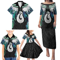 Aotearoa Korowai Motif Family Matching Puletasi and Hawaiian Shirt Hei Matau Poutama Maori Pattern LT14 - Polynesian Pride