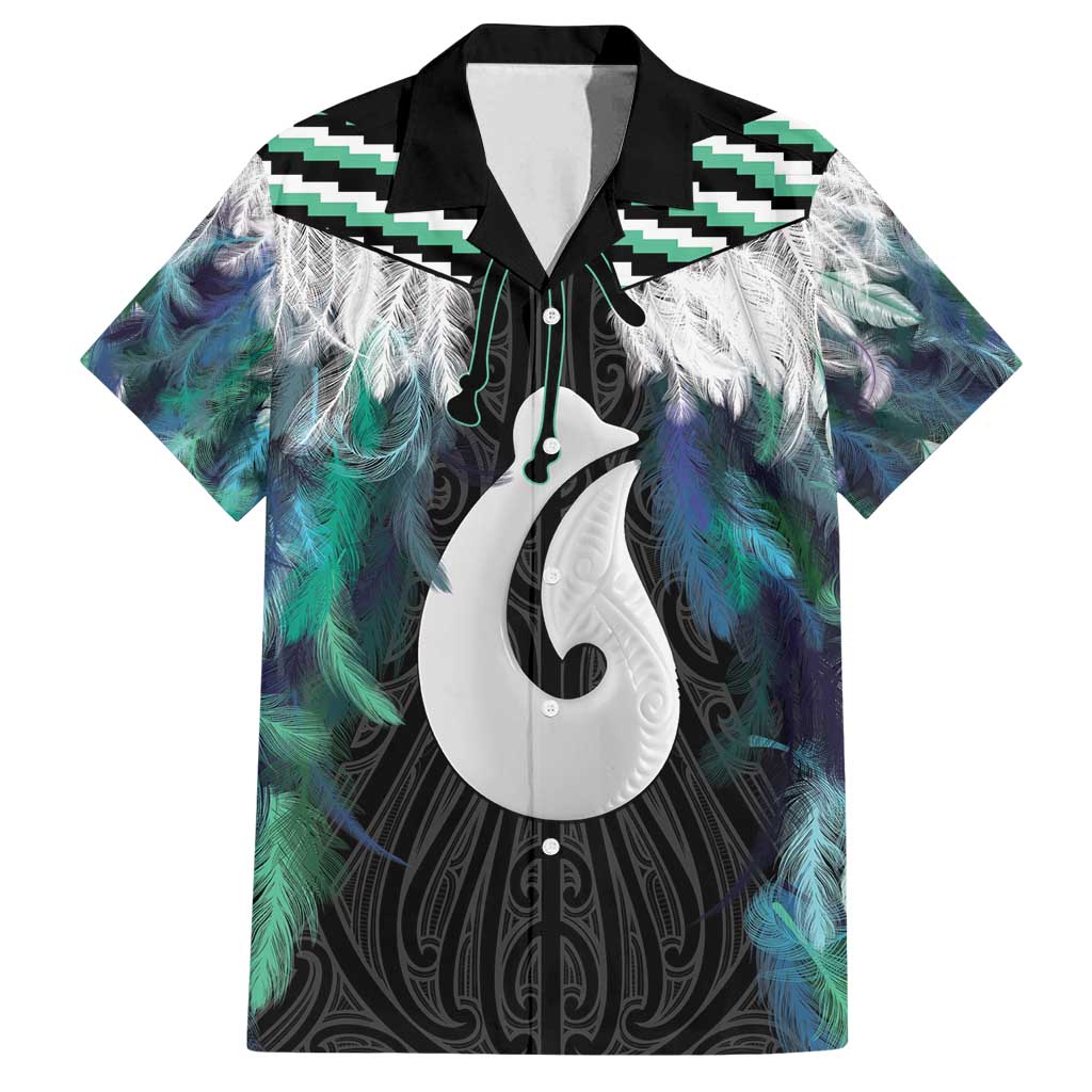 Aotearoa Korowai Motif Family Matching Puletasi and Hawaiian Shirt Hei Matau Poutama Maori Pattern LT14 Dad's Shirt - Short Sleeve Turquoise - Polynesian Pride