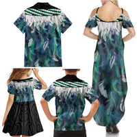 Aotearoa Korowai Motif Family Matching Summer Maxi Dress and Hawaiian Shirt Hei Matau Poutama Maori Pattern LT14 - Polynesian Pride