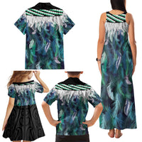 Aotearoa Korowai Motif Family Matching Tank Maxi Dress and Hawaiian Shirt Hei Matau Poutama Maori Pattern LT14 - Polynesian Pride