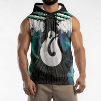 Aotearoa Korowai Motif Sleeveless Hoodie Hei Matau Poutama Maori Pattern - Polynesian Pride
