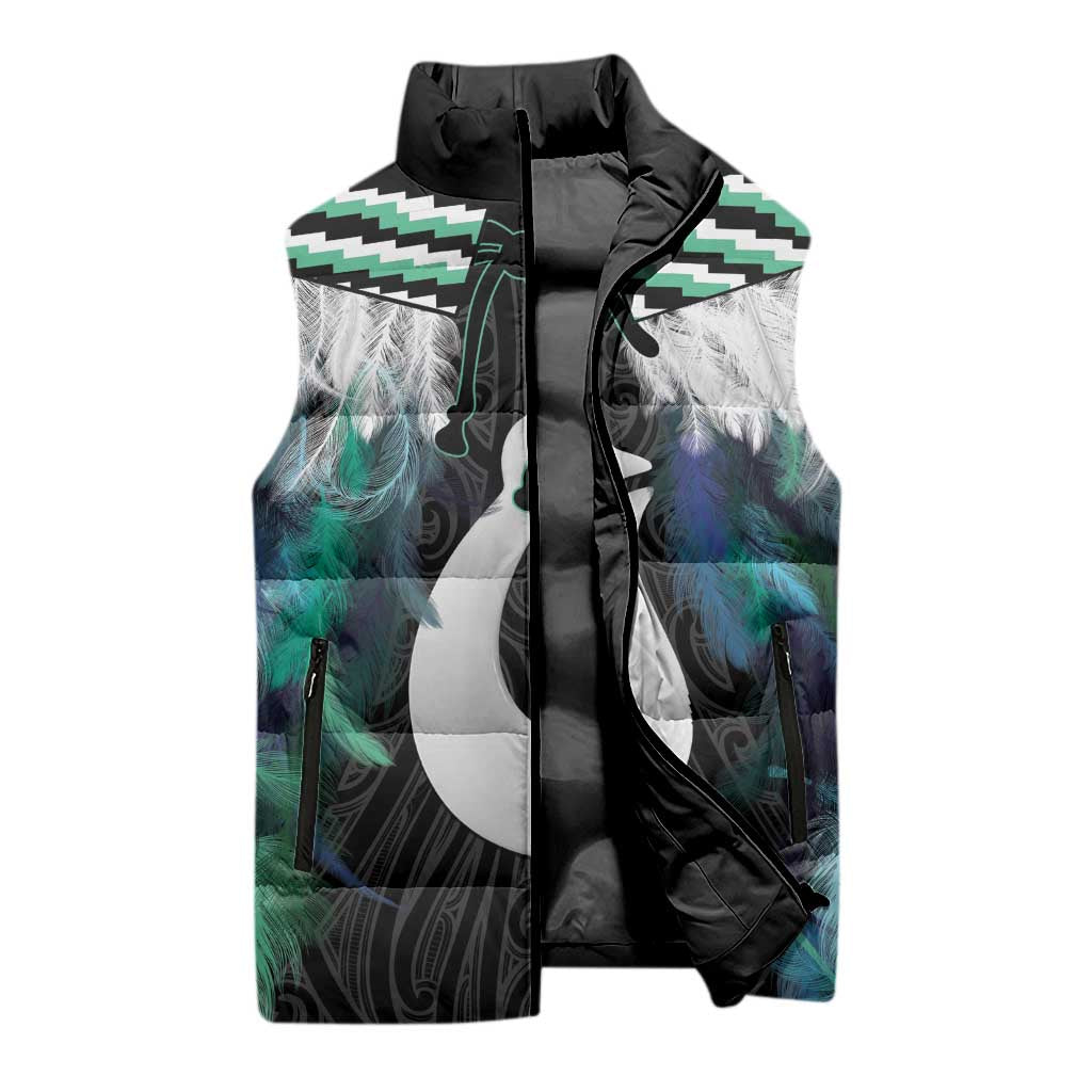 Aotearoa Korowai Motif Sleeveless Puffer Jacket Hei Matau Poutama Maori Pattern - Polynesian Pride
