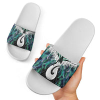Aotearoa Korowai Motif Slide Sandals Hei Matau Poutama Maori Pattern - Polynesian Pride