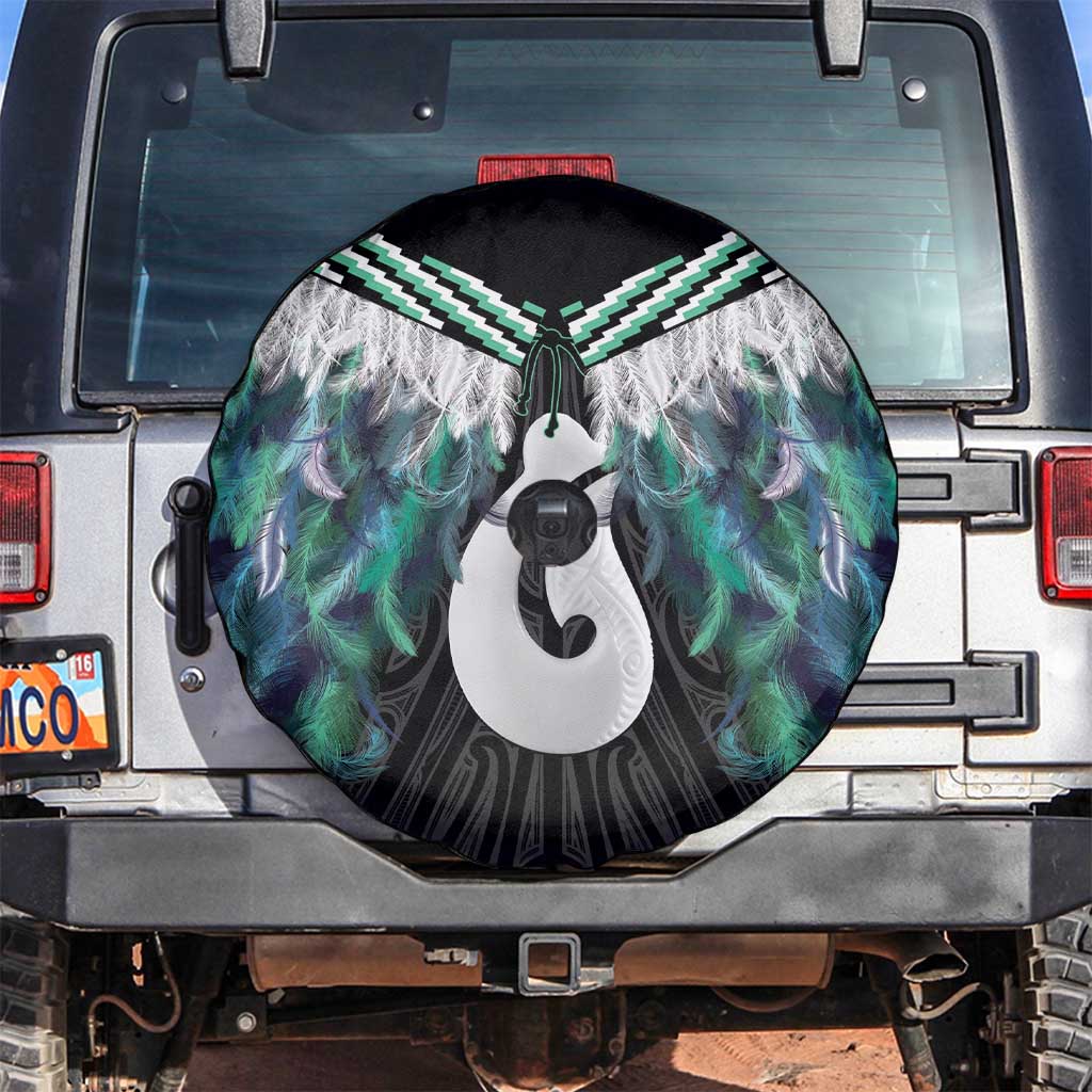 Aotearoa Korowai Motif Spare Tire Cover Hei Matau Poutama Maori Pattern